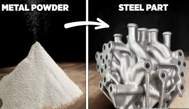 3D metal printing — metal powder transformed into a finished steel part